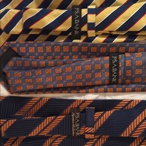Jos. A. Bank Men's Tie Set - Navy, Gold, Orange